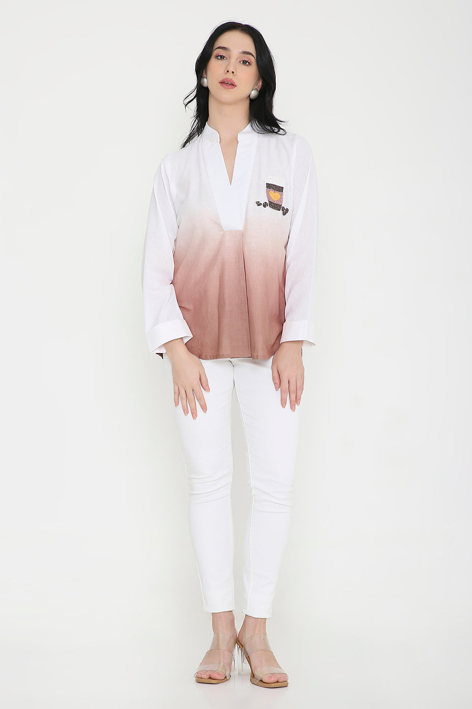 Coffee Love Embroidered Ombre Shirt
